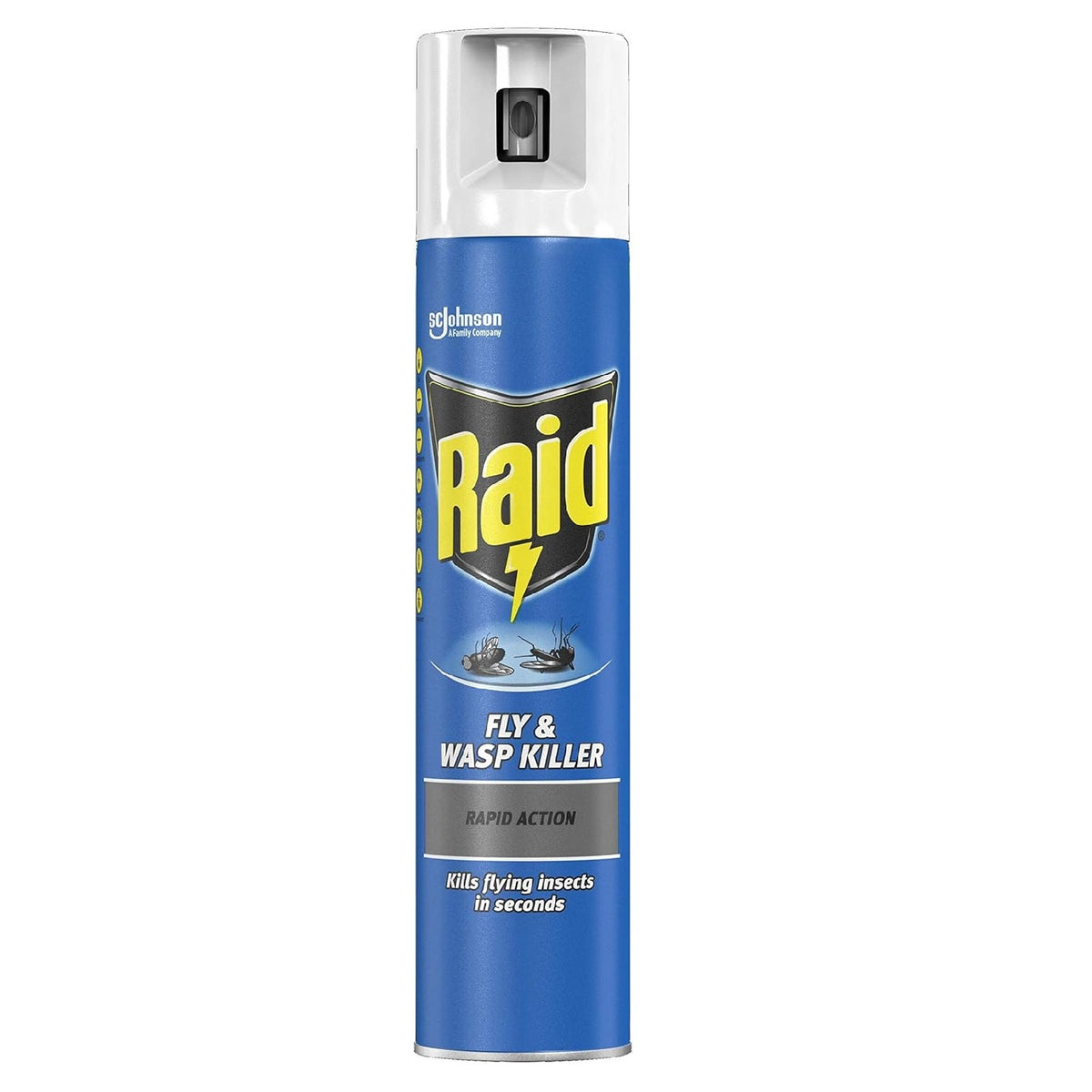 ScJohnson Raid Fly and Wasp Killer 300ml Clear RAI-1001 | Rapid Action Flying Insect Spray | Mosquito and Moth Destroyer | Household Bug Repellent | Fast Acting Pest Control Aerosol | Indoor Outdoor Protection Specialist