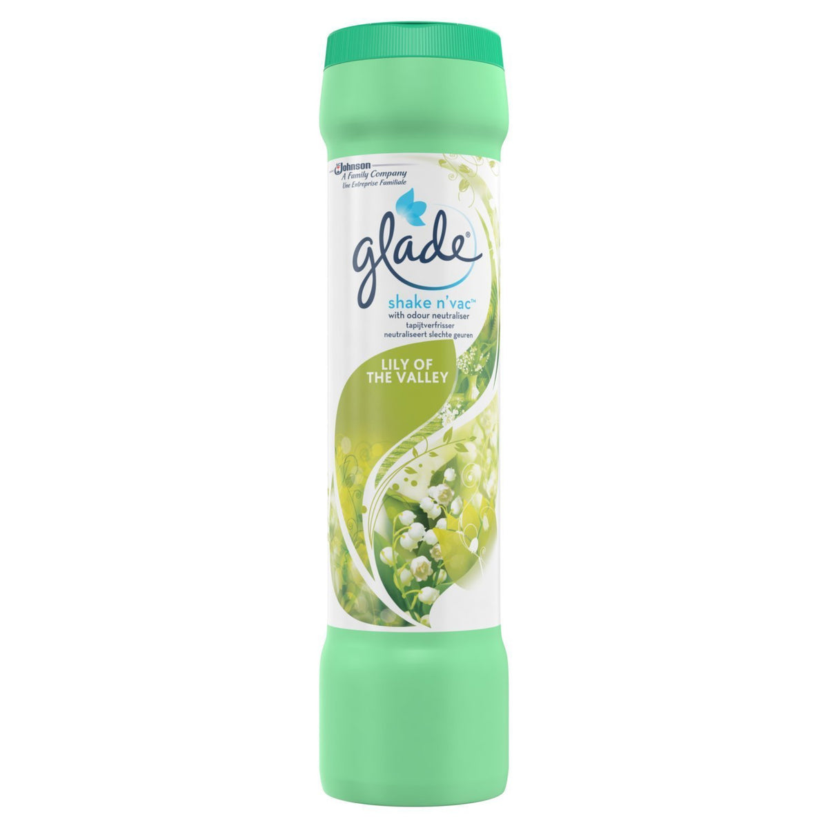 Glade Shake n Vac Carpet Freshener Powder Lily of the Valley Scent White 500g 92201 | Odour Neutraliser | For Carpets and Rugs | Carpet Deodorizing Powder | Pet Odour Remover | Home Odour Eliminator | Floor Carpet Freshener | Household Odour Control