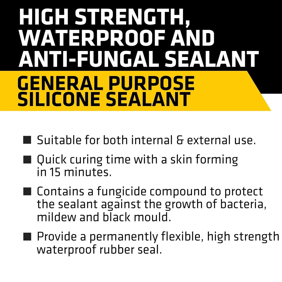 Everbuild General Purpose Silicone Sealant White 280ml 12GPSWE | Multi Surface Waterproof Sealant | Mould Resistant | Permanently Flexible | Multi Purpose Sealant | Bathroom Sealant | Kitchen Sealant | Window Sealant | Door Sealant | Gap Filler Sealant
