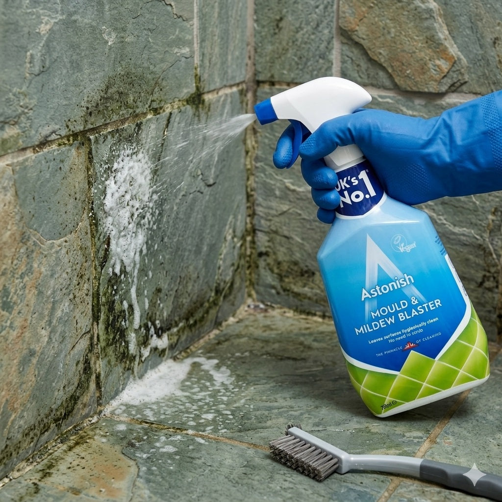 Astonish Mould and Mildew Blaster Spray Clear 750ml 9955S2 | Hygienically Cleans Surfaces | No Scrubbing Needed | Antibacterial Cleaner | Cleaning Solution | Damp Area Cleaner | Silicone Seal Cleaner | Bathroom Spray | Tile Cleaner | Grout Cleaner