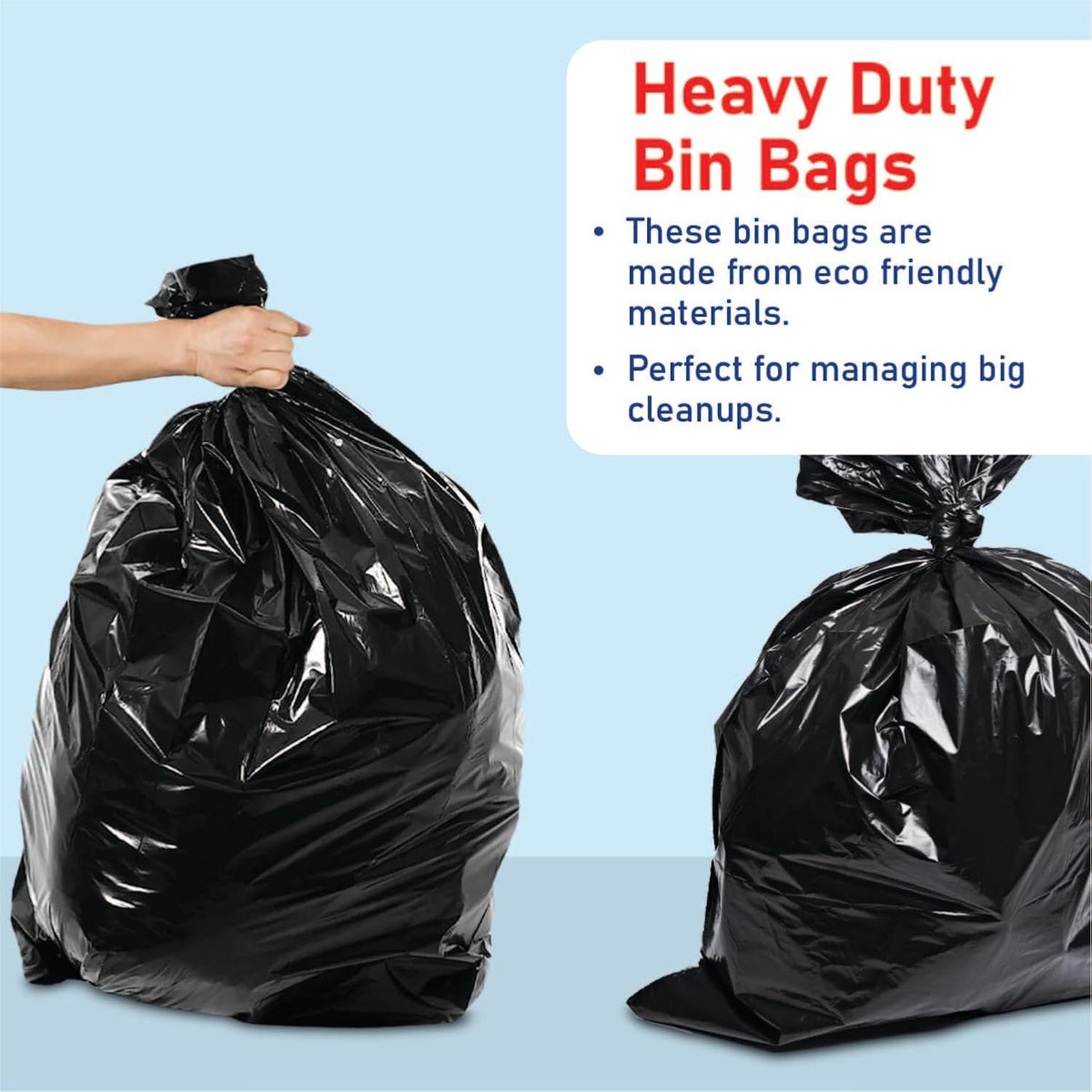 Royal Markets Heavy Duty Refuse Sacks Black 18-Inch x 29-Inch x 39-Inch Pack of 10 RS10HD | Extra Long | Suitable for Domestic and Commercial Use | Garbage Bags | Trash Bags | Waste Bags | Kitchen Bin Bags | Garden Waste Bags | Household Bin Bags