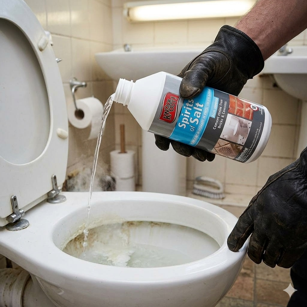 Barrettine Knock Out Spirits of Salt White 500ml SOS6.50 | Powerful Descaler and Blockage Remover | Removes Limescale from Pipes Toilets and Drains | Cleans Cement Stains from Bricks and Concrete | Heavy Duty Household Cleaner | Sink Cleaner | Mineral