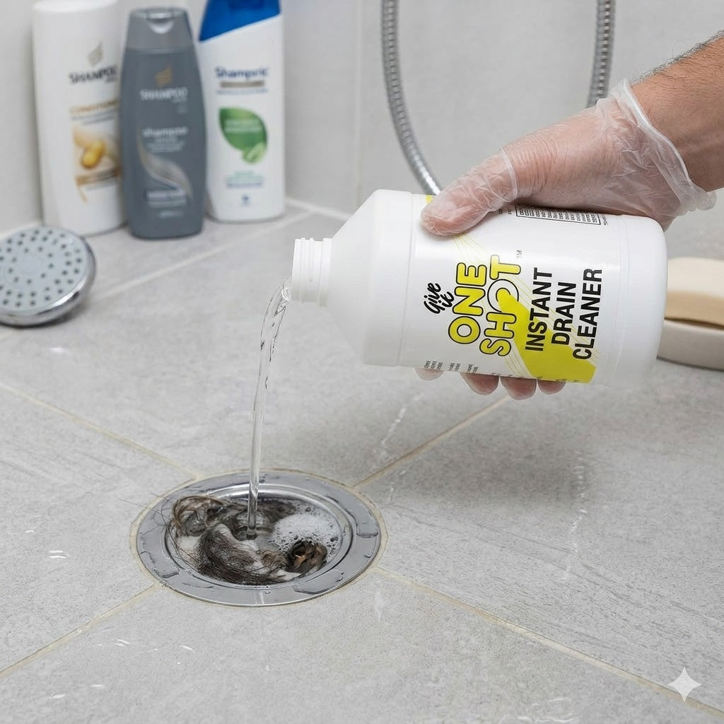 One Shot Instant Drain Unblocker White 1Ltr ONESHOT | Unblocks Your Drain | Dissolve Grease-Rags-Soap and Paper Towels | Unblocks Plugholes and Pipes | Sink Cleaner | Hair Clog Remover | Toilet Unblocker | Kitchen Drain Cleaner | Pipe Cleaner | Pipe Unclogging Liquid