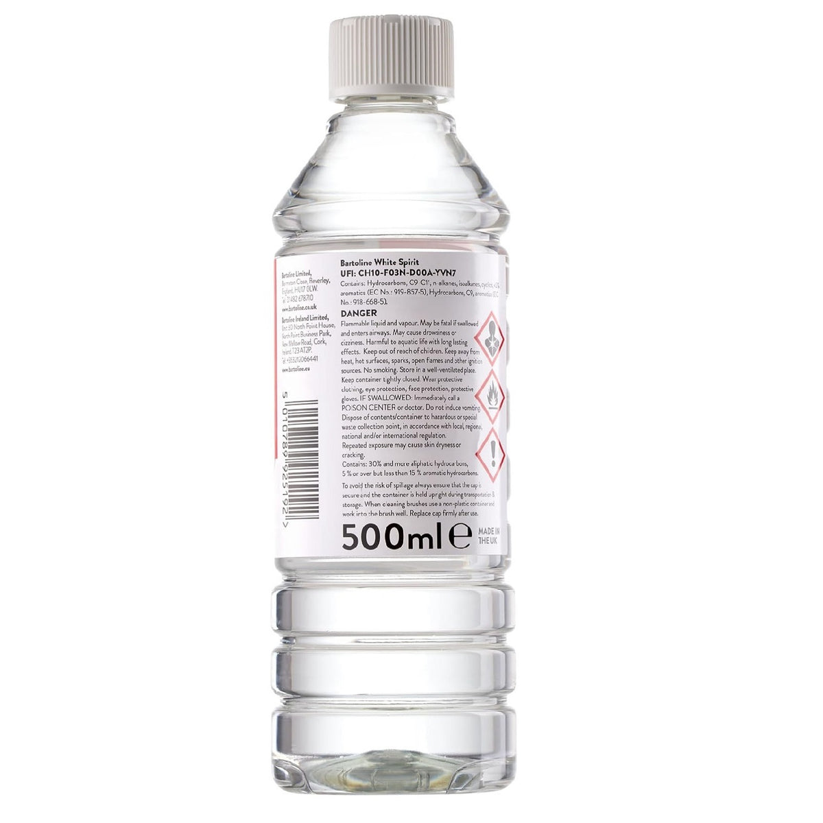 Bartoline White Spirit Clear 500ml WS5190 | Paint Brush Cleaner and Thinners | Solvent for Oil-Based Paints | Heavy Duty Degreaser and DIY Surface Preparer | Turpentine Substitute | Turps Mineral Spirits for Decorators