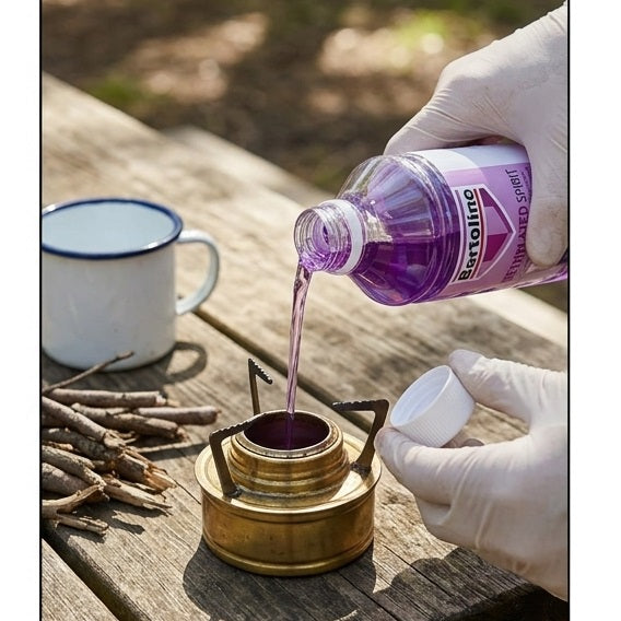 Bartoline Methylated Spirit Purple 500ml 55590000 | Multi Purpose Cleaning and Fuel Liquid | For Alcohol Burners | Camping Stoves and Degreasing | Stain Remover and Hard Surface Cleaner | Paint Residue Remover | Hard Surface Cleaner | Outdoor Cooking Fuel | Household Cleaner