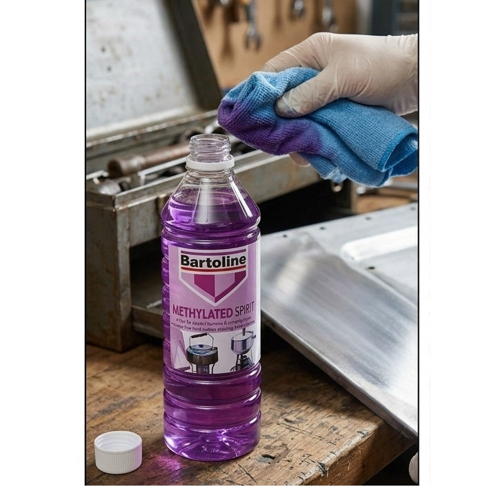 Bartoline Methylated Spirit Purple 500ml 55590000 | Multi Purpose Cleaning and Fuel Liquid | For Alcohol Burners | Camping Stoves and Degreasing | Stain Remover and Hard Surface Cleaner | Paint Residue Remover | Hard Surface Cleaner | Outdoor Cooking