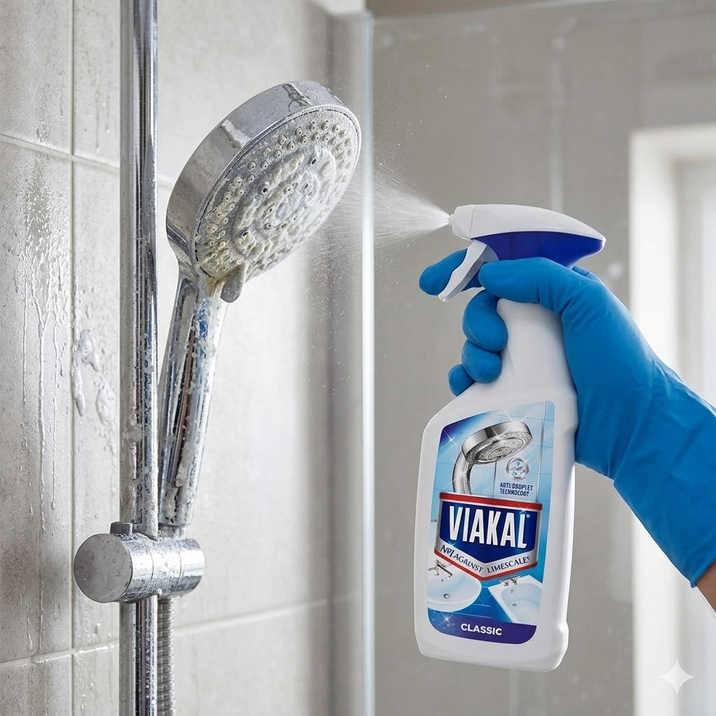 Viakal Classic Limescale Remover Spray White 500ml 91996 | Anti Droplet Technology | Powerful Bathroom Descaler | Removes Hard Water Limescale | Shower Cleaner | Sink Cleaner | Bathroom Surface Cleaner