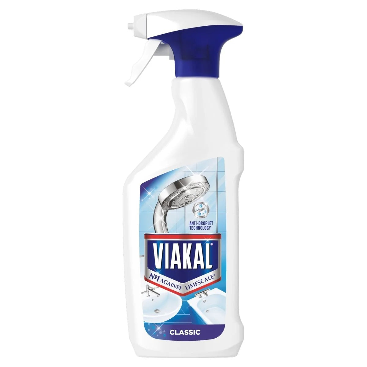 Viakal Classic Limescale Remover Spray White 500ml 91996 | Anti Droplet Technology | Powerful Bathroom Descaler | Removes Hard Water Limescale | Shower Cleaner | Sink Cleaner | Bathroom Surface Cleaner