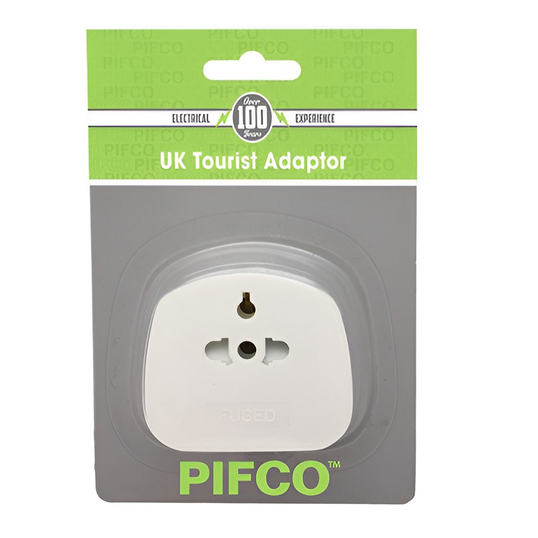 Pifco UK Tourist Adaptor White TVL1012 | Worldwide to United Kingdom Travel Plug | International To UK 3 Pin Plug Adapter | International Visitor Power Converter | Type G 3-Pin Fused Mains Socket | Universal Input Grounded Electrical Connector | Great