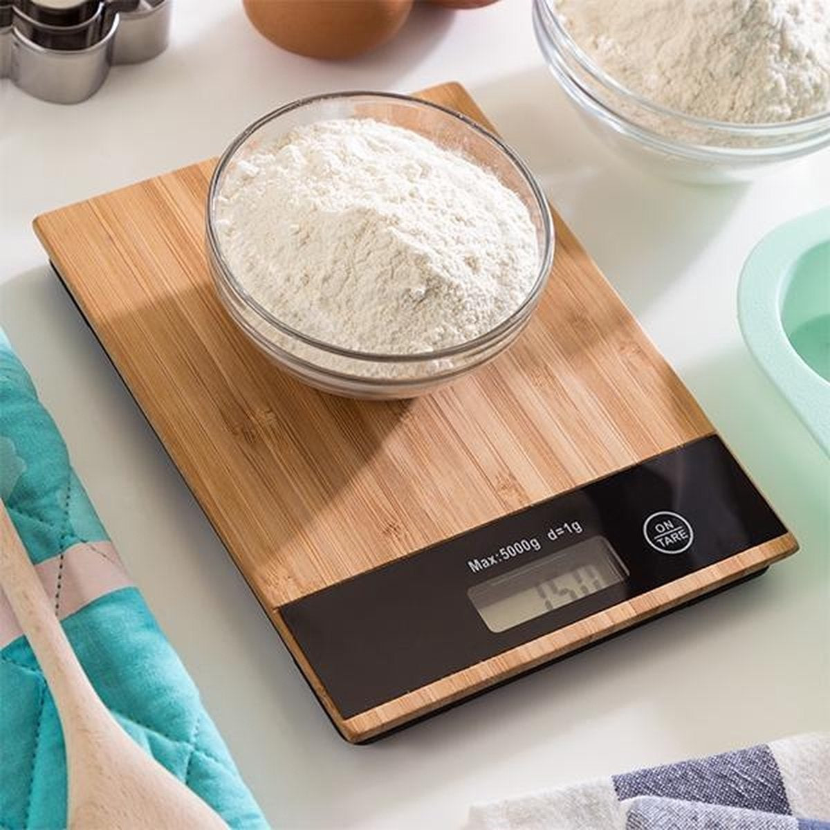 Excellent Houseware Digital Bamboo Kitchen Scale Natural 15cm x 20cm 170488670