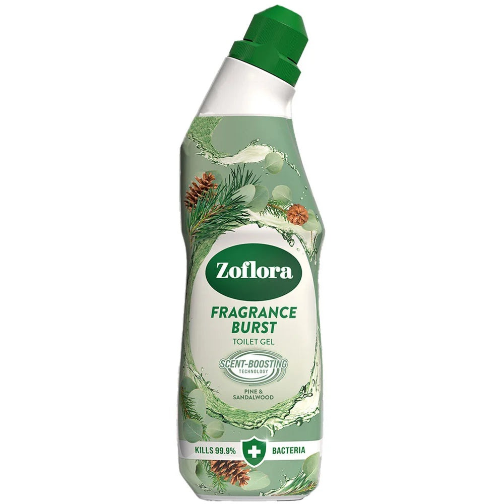 Zoflora Fragrance Burst Pine and Sandalwood Toilet Gel Multicoloured 750ml 12192 | Scent Boosting Technology | Kills Bacteria | Long Lasting Toilet Cleaner | Toilet Cleaning Gel | Hygiene Gel | Toilet Bowl Sanitising Gel | Refreshing Scent Boost | Powerful Fresh Scent | Antibacterial Toilet Cleaner | Toilet Descaler Gel