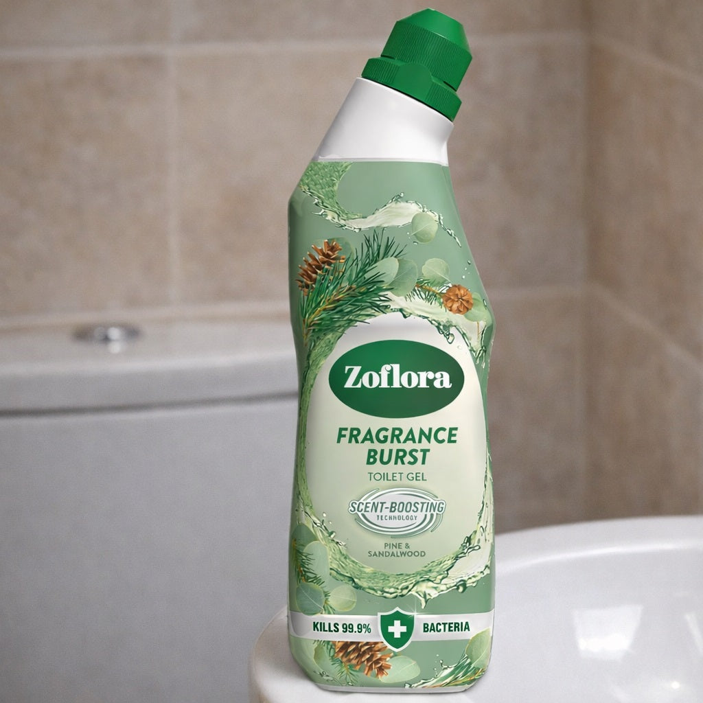 Zoflora Fragrance Burst Pine and Sandalwood Toilet Gel Multicoloured 750ml 12192 | Scent Boosting Technology | Kills Bacteria | Long Lasting Toilet Cleaner | Toilet Cleaning Gel | Hygiene Gel | Toilet Bowl Sanitising Gel | Refreshing Scent Boost