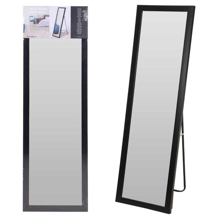 Practical Rectangular Standing Mirror Black 36cm x 126cm FL2800040 | Solid Metal Frame | Stands Stably and Securely | Fits Perfectly | Home Decor | Bedroom Mirror | Dressing Mirror | Hallway Mirror
