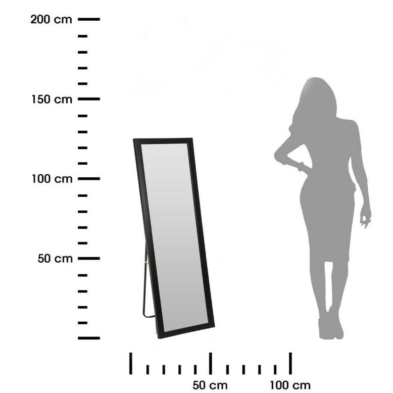 Practical Rectangular Standing Mirror Black 36cm x 126cm FL2800040 | Solid Metal Frame | Stands Stably and Securely | Fits Perfectly | Home Decor | Bedroom Mirror | Dressing Mirror | Hallway Mirror