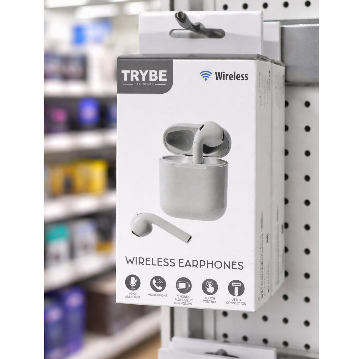 Trybe Wireless Earphones with Charging Case White S50500010 | Bluetooth Earbuds | Built-in Microphone | Touch Control | Voice Assistant Support | USB-C Charging | 2Hr Playtime | Charging Time 1 to 2Hr | Working Time 2 to 3Hr | Battery Earphones 25mAh | Max Eirp 3.69dBM | Travel Accessories | Mobile Accessories