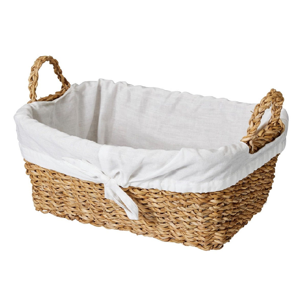 H and S Collection Bread Basket Brown 30cm x 20cm x 12cm BD2000750 | Natural Woven Seagrass | Wicker Serving Tray with Removable Cloth Liner | Rectangular Tabletop Storage Hamper | Rustic Fruit Bowl | Kitchen Counter Organiser