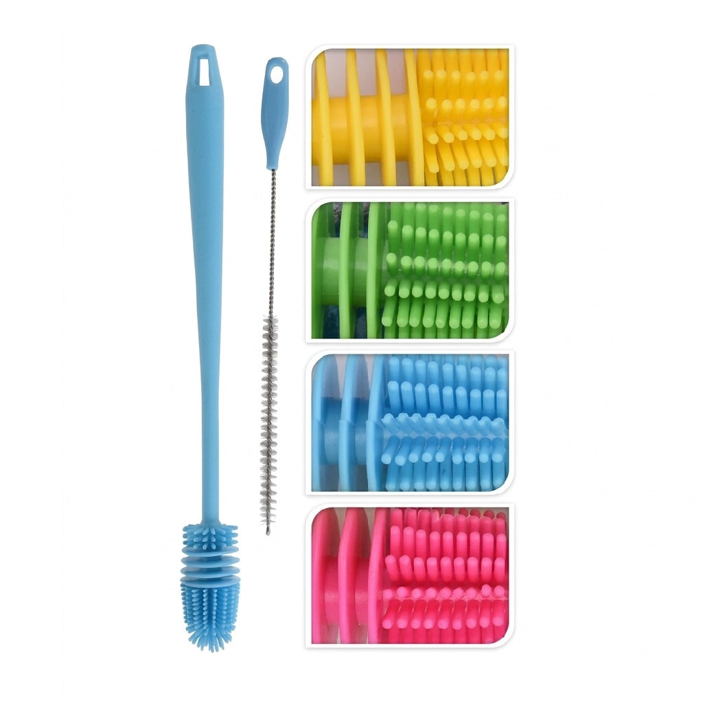 Excellent Houseware Bottle and Straw Cleaning Brush Assorted Colours Pack of 2 101003680 | Long Handle Bottle Cleaner | Flexible Straw Cleaning Brush | Reusable Cleaning Tool | Kitchen Cleaning Accessories