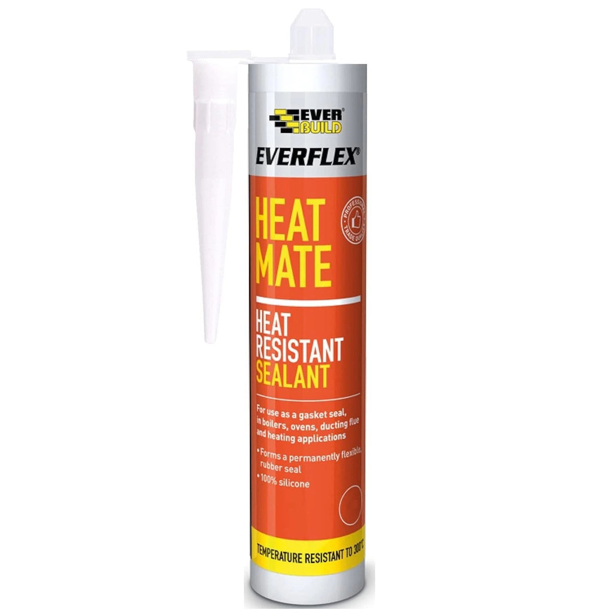 Everbuild Everflex Heat Mate Heat Resistant Sealant Black 295ml 484776 | Forms a Permanently Flexible Rubber Seal | 100 Percent Silicone | Temperature Resistant to 275 Degree Celsius | Quick Drying Time