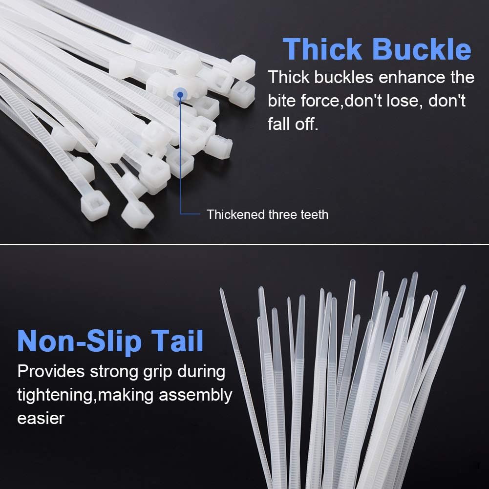 Dekton Heavy-Duty Multi Purpose Cable Ties White 200mm x 4.8mm Pack of 80 DT70457 | Clic-Loc Technology | High Tensile Strength | Temperature Resistant | Self-Locking Teeth | For Indoor and Outdoor Use | UV Resistance | Bundle Diameter 50mm | Holds Up to