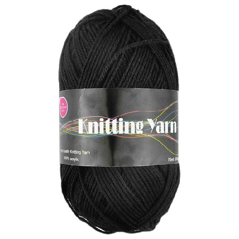 The Accessory Shop Knitting Yarn Black 80g CP034 | 4 Ply Quality | Acrylic Crochet and Knitting Wool | For Scarves-Hats and Blankets | Craft Accessories | Wool Yarn | Knitting Supplies