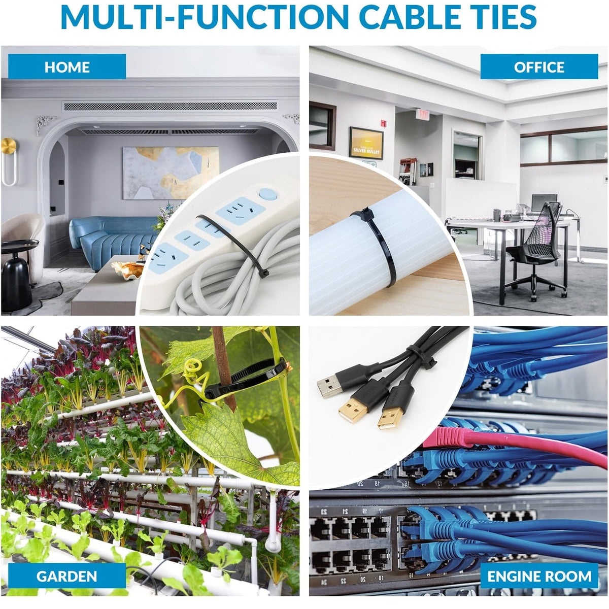 Dekton Heavy-Duty Multi Purpose Cable Ties Black 200mm x 4.8mm Pack of 80 DT70458 | Clic-Loc Technology | High Tensile Strength | Temperature Resistant | Self-Locking Teeth | For Indoor and Outdoor Use | UV Resistance | Bundle Diameter 50mm | Holds Up to