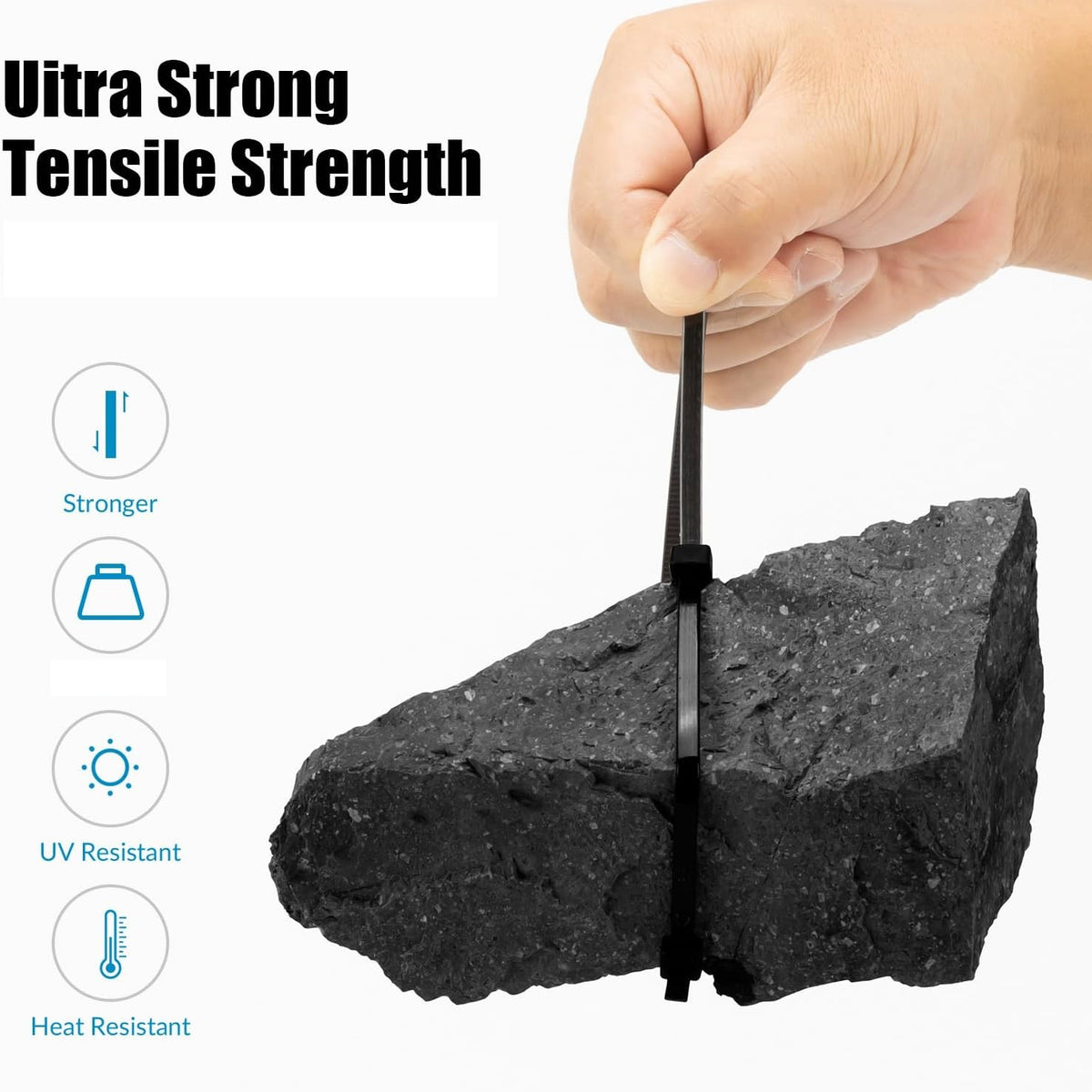 Dekton Heavy-Duty Multi Purpose Cable Ties Black 200mm x 4.8mm Pack of 80 DT70458 | Clic-Loc Technology | High Tensile Strength | Temperature Resistant | Self-Locking Teeth | For Indoor and Outdoor Use | UV Resistance | Bundle Diameter 50mm | Holds Up to