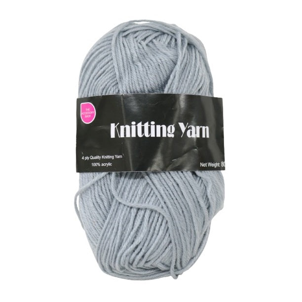 The Accessory Shop Knitting Yarn Grey 80g CP033 | 4 Ply Quality | Acrylic Crochet and Knitting Wool | For Scarves-Hats and Blankets | Craft Accessories | Wool Yarn | Knitting Supplies