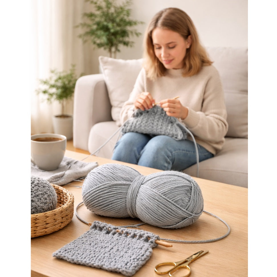 The Accessory Shop Knitting Yarn Grey 80g CP033 | 4 Ply Quality | Acrylic Crochet and Knitting Wool | For Scarves-Hats and Blankets | Craft Accessories | Wool Yarn | Knitting Supplies