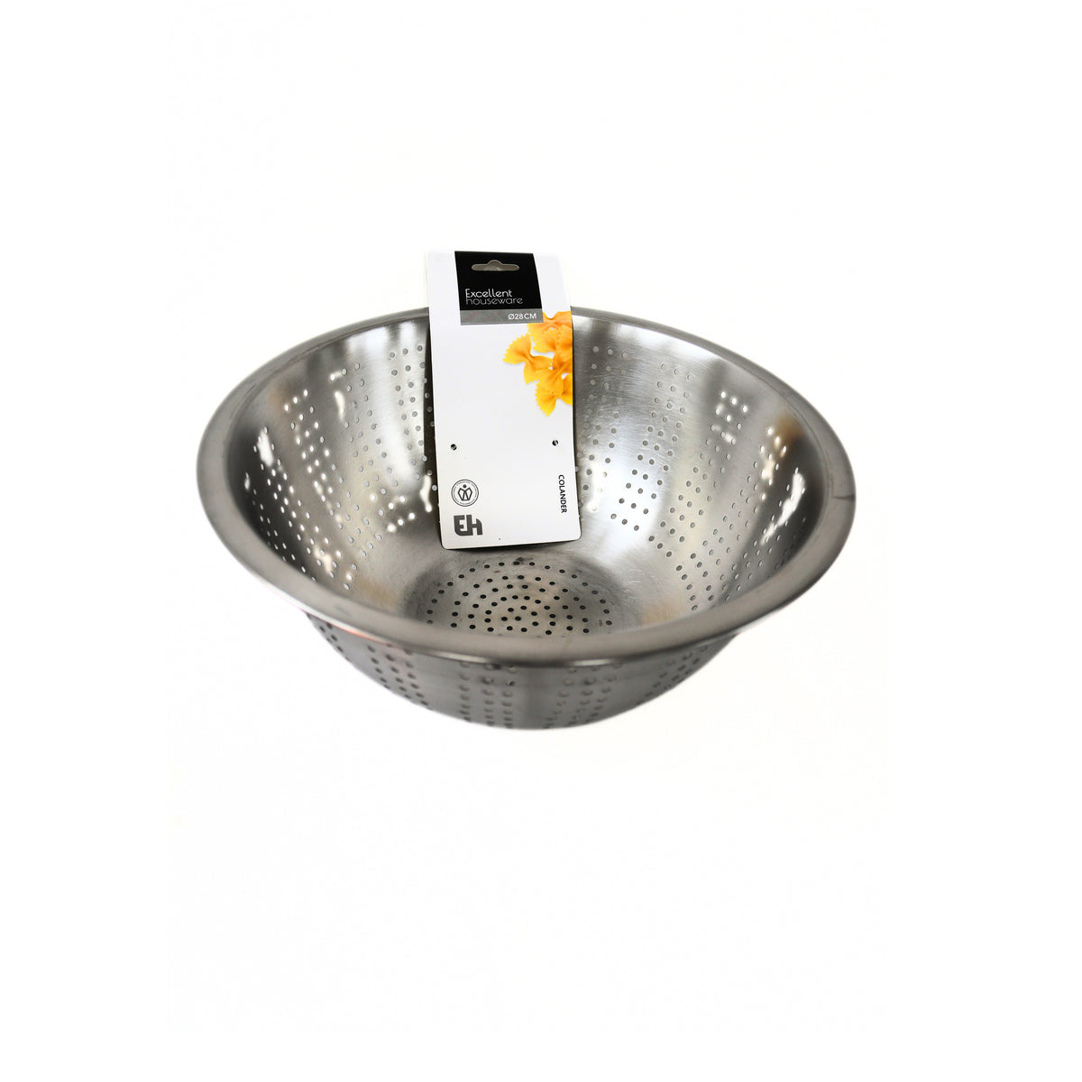 Excellent Houseware Stainless Steel Colander Silver 28cm A12401500 | Metal Strainer | Kitchen Drainer Bowl | Vegetable Fruit Washing Bowl | Pasta Rice Strainer | Perforated Colander | Food Draining Basket | Kitchen Prep Tool