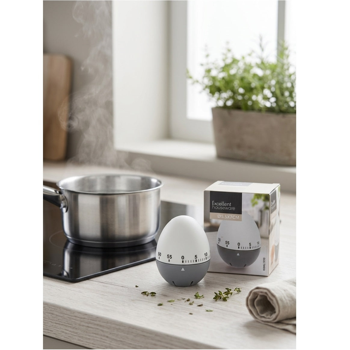 Excellent Houseware Egg Timer Assorted Colours 5.5cm x 7cm CY5657070 | Mechanical Kitchen Timer | Cooking Baking Timer | Countdown Timer Dial | Kitchen Gadget Tool | Egg Boiling Timer | Compact Timer Device
