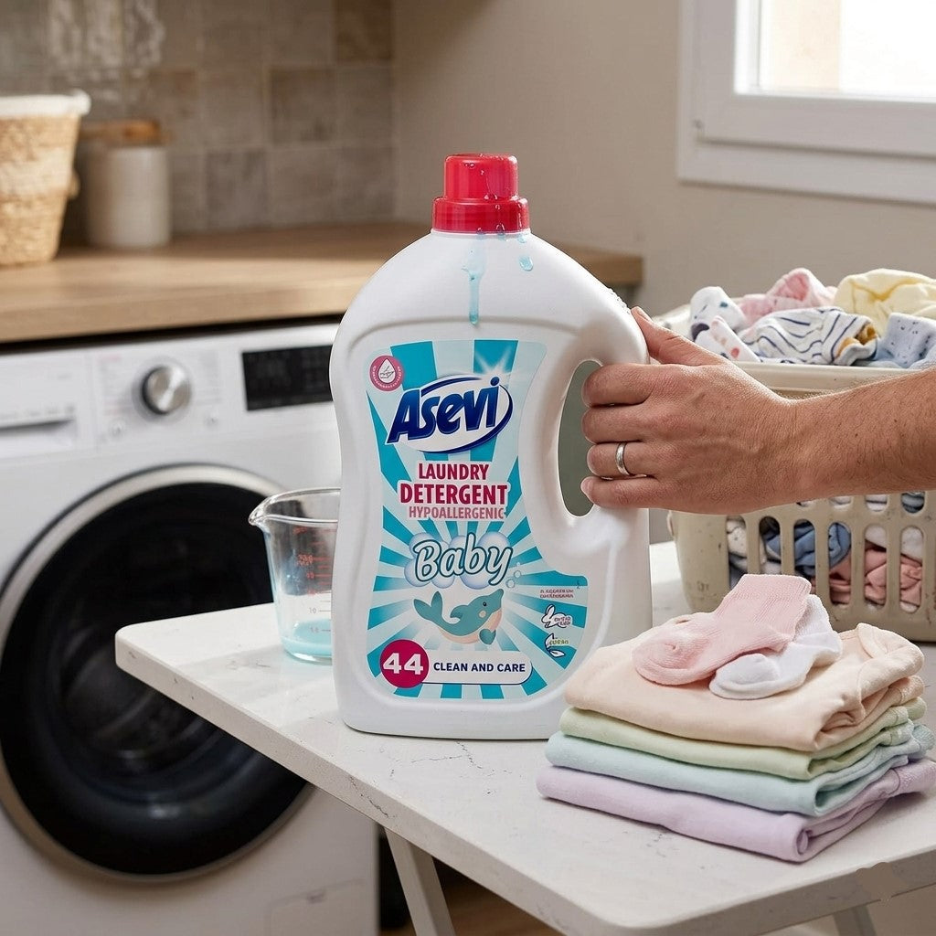 Asevi Baby Laundry Detergent Liquid Gel White 2376ml HOASE054 | Hypoallergenic | 44 Washes | Clean and Care | Dermatologically Tested