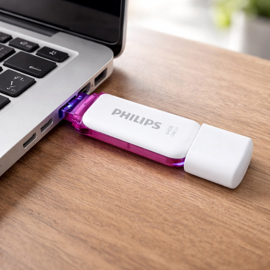 Philips USB 3.0 Flash Drive White 64GB PHIUSB64GBSNOW3 | Super Speed | Up To 100MB Per Second