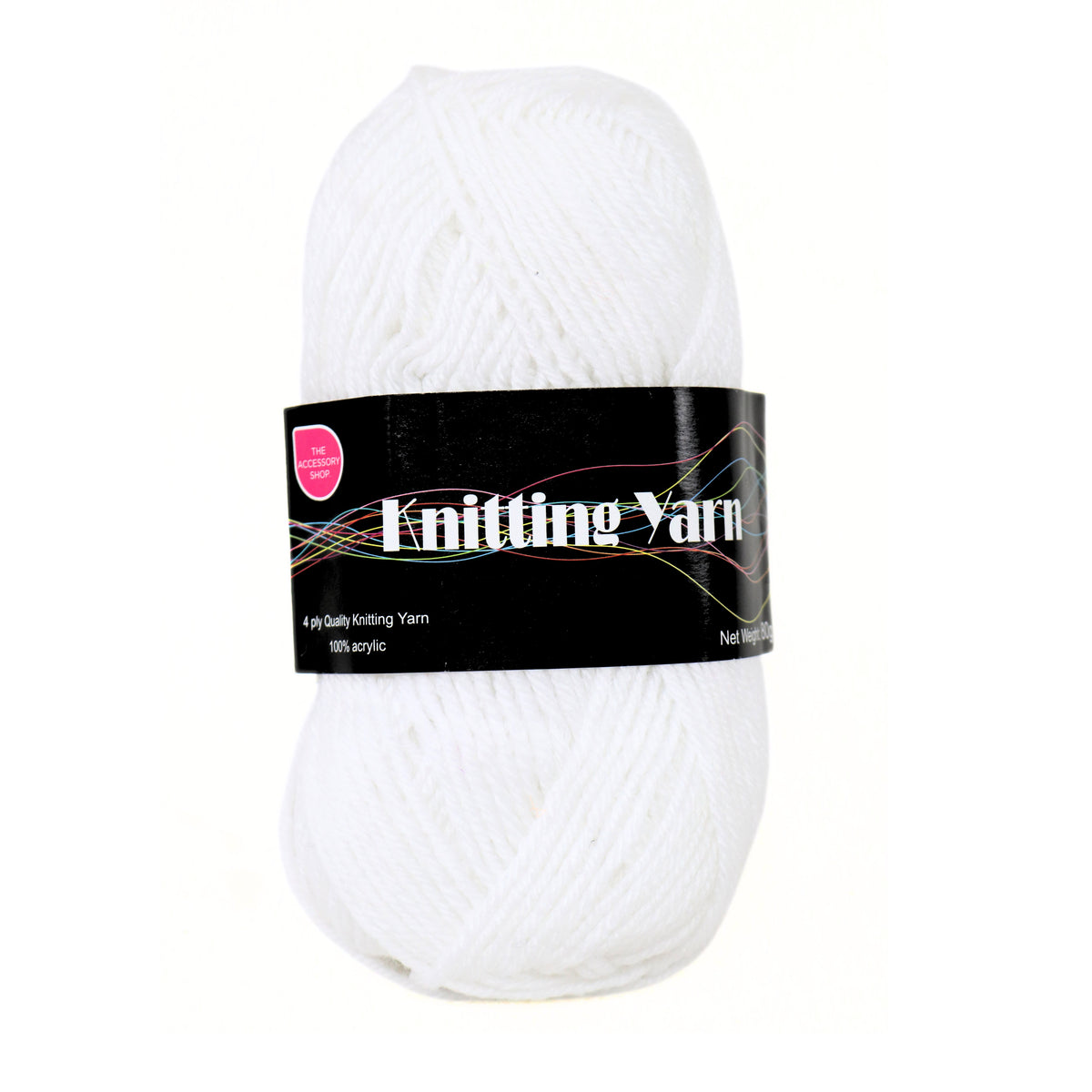 Lusons International Limited Knitting Yarn White 80g CP025 | 4 Ply Yarn | 100 Percent Acrylic Knitting Wool | Soft Craft Yarn | Crochet Yarn Ball | Knitting Supplies | DIY Craft Yarn | Sewing Knitting Material