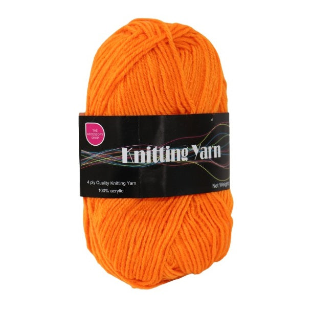 The Accessory Shop Knitting Yarn Orange 80g CP031 | 4 Ply Quality | Acrylic Crochet and Knitting Wool | For Scarves-Hats and Blankets | Craft Accessories | Wool Yarn | Knitting Supplies
