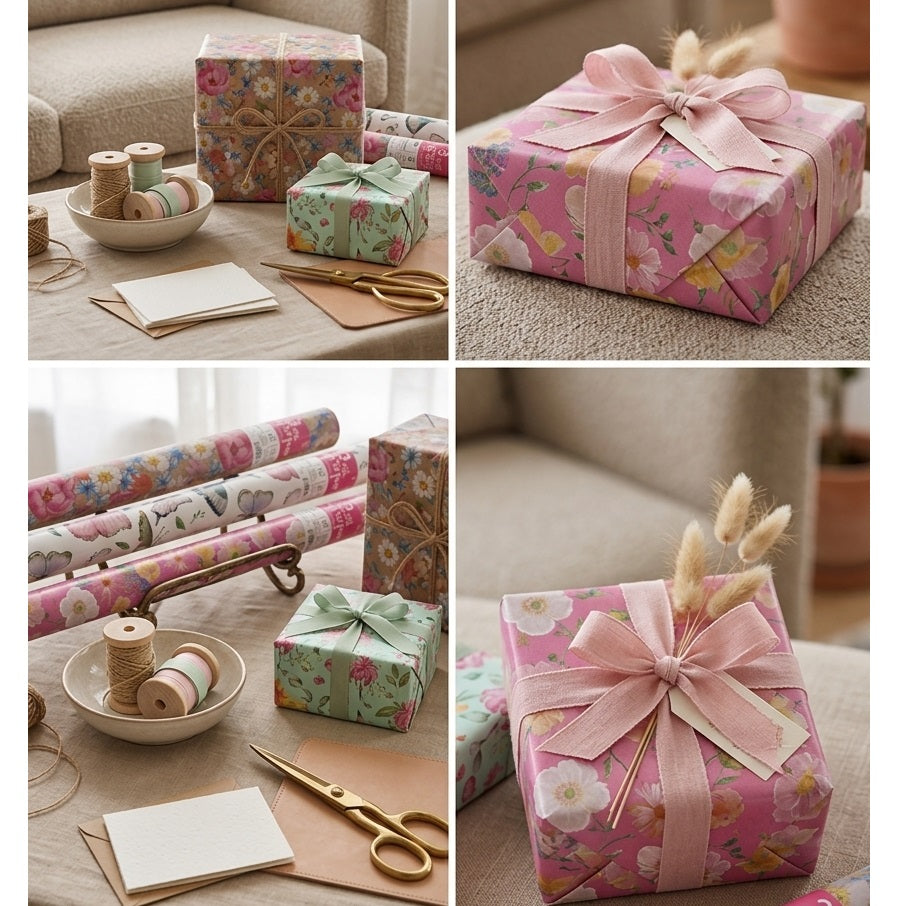 Clairefontaine Eurowrap Recyclable Gift Wrap Roll Assorted Colours 3Mtr x 70cm Pack of 1 37085-GWC | Eco-Friendly Wrapping Paper | FSC Certified Recycled Paper | Floral Design Gift Wrap | For Birthdays-Holidays and Special Occasions | Decorative Wrap | Present Wrap | Wrapping Paper