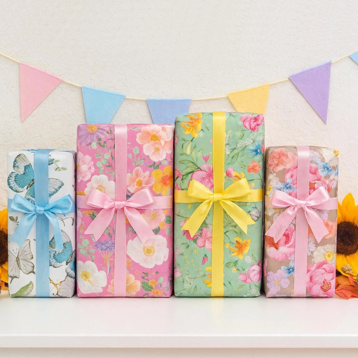 Clairefontaine Eurowrap Recyclable Gift Wrap Roll Assorted Colours 3Mtr x 70cm Pack of 1 37085-GWC | Eco-Friendly Wrapping Paper | FSC Certified Recycled Paper | Floral Design Gift Wrap | For Birthdays-Holidays and Special Occasions | Decorative Wrap