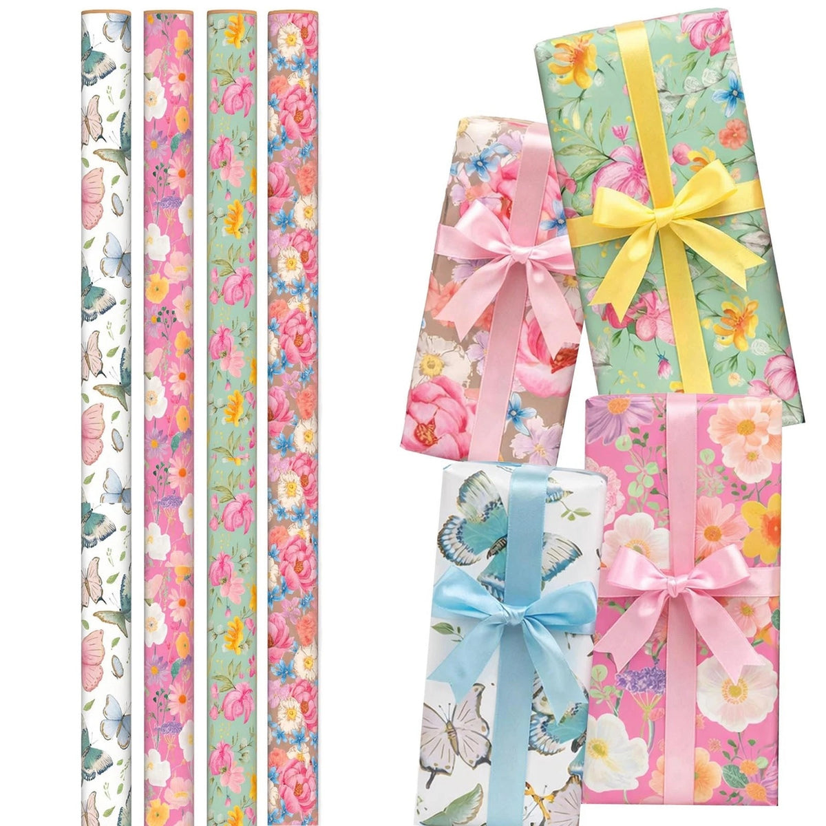 Clairefontaine Eurowrap Recyclable Gift Wrap Roll Assorted Colours 3Mtr x 70cm Pack of 1 37085-GWC | Eco-Friendly Wrapping Paper | FSC Certified Recycled Paper | Floral Design Gift Wrap | For Birthdays-Holidays and Special Occasions | Decorative Wrap
