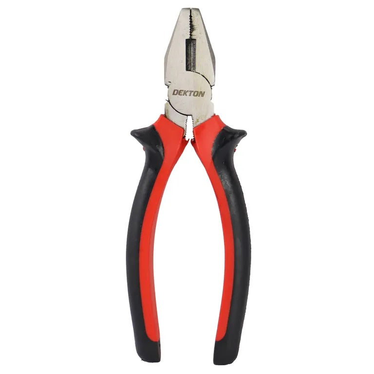 Dekton Combination Pliers Red and Black 6-Inch DT20143A | Drop Forged Carbon Steel | Shockproof Handle | Heavy Duty Multipurpose Pliers | For Cutting Gripping Bending | DIY Electrical Repair Hand Tool | Ergonomic Handles | Heat Treated Fully Polished