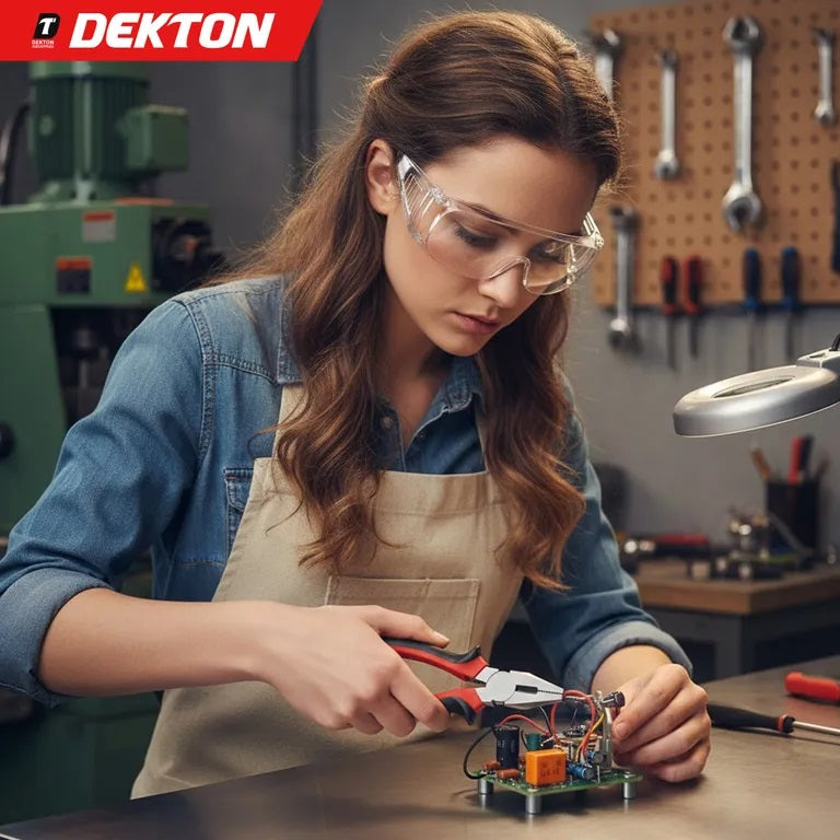 Dekton Combination Pliers Red and Black 6-Inch DT20143A | Drop Forged Carbon Steel | Shockproof Handle | Heavy Duty Multipurpose Pliers | For Cutting Gripping Bending | DIY Electrical Repair Hand Tool | Ergonomic Handles | Heat Treated Fully Polished