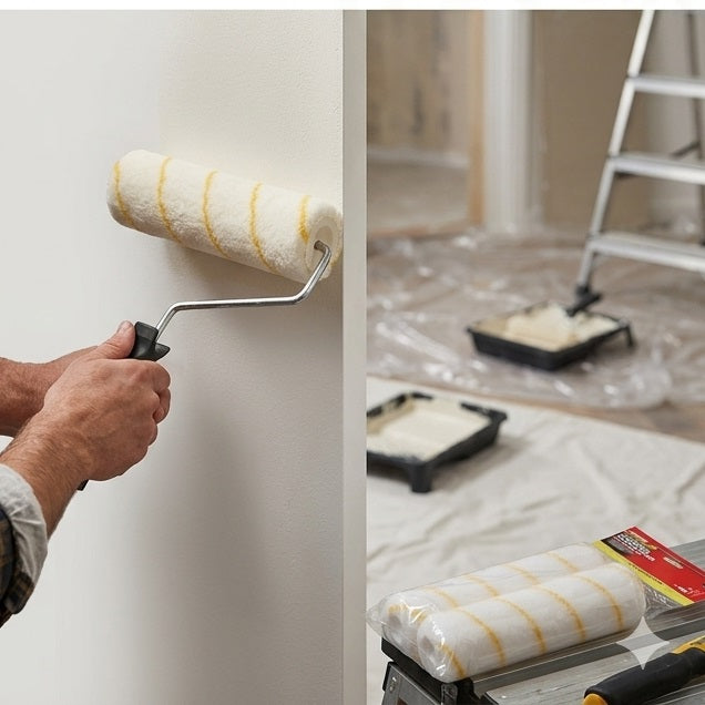 Dekton Woven Rollers for Emulsion White 9-Inch Pack of 2 DT95875I | Medium Pile Woven Fabric Sleeves | For Walls and Ceilings | Fits Roller Cage System | High Density Fabric | Smooth or Textured Surfaces | Woven Paint Roller | Smooth Finish Rollers