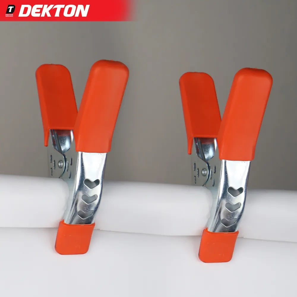 Dekton Spring Clamps Red and Silver 6-Inch Pack of 1 DT60606 | Heavy Duty Grip Clamps | Hinged Jaws | 80mm Jaw Opening | High Gripping Power | Non Slip Protective Tips | For Woodworking DIY Crafts and Repairs | Craft Clamps | Assembly Clamps | Multi
