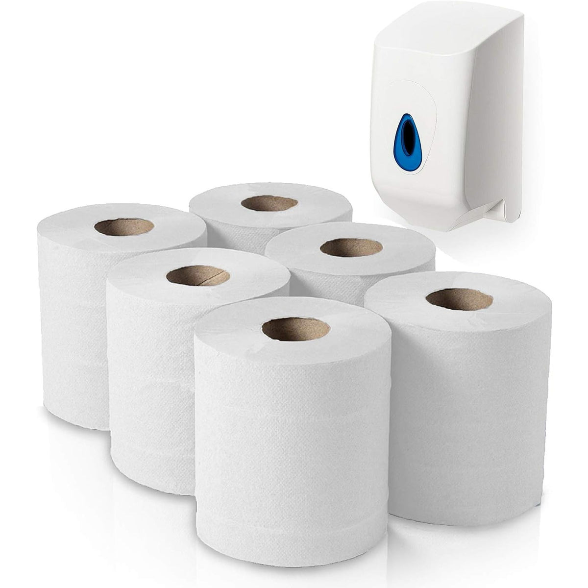 Swift Centrefeed 2 Ply Paper Rolls White Pack of 6 SW103 | Professional Embossed Cleaning Rolls | 100 Percent Recycled Tissue | Strong Absorbent | Wiping Paper | For Kitchens Workshops and Commercial Use | Recycled Paper Towels | Cleaning Paper