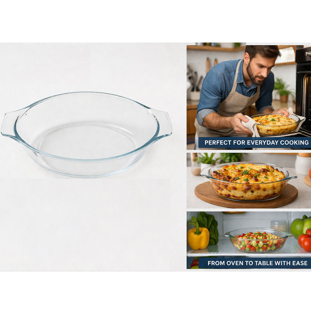 Termolex Heat Resistant Glass Oven Dish Clear 19.6cm x 11.3cm x 4.5cm 400ml 170496840 | Oval Baking Dish with Handles | Microwave-Oven and Freezer Safe | Borosilicate Glass Cookware | Small Roasting and Serving Dish | For Easy Cooking | Glass Cookware