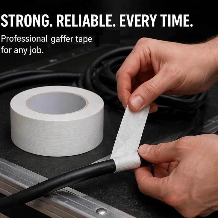 Gladiator Professional Gaffer Tape White 50mm x 10Mtr RD0210180 | Heavy Duty Tape | Multi Purpose Tape | Strong Adhesive | Residue Free | For Cable Management and Repairs | Cloth Tape | Floor Marking Tape