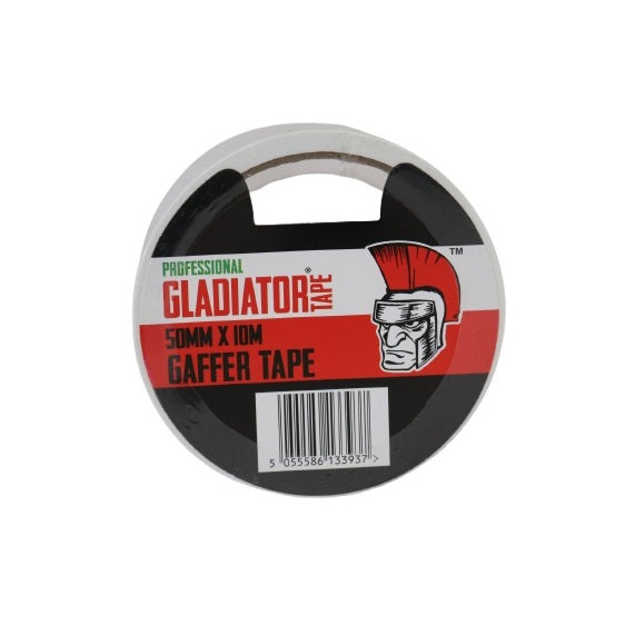 Gladiator Professional Gaffer Tape White 50mm x 10Mtr RD0210180 | Heavy Duty Tape | Multi Purpose Tape | Strong Adhesive | Residue Free | For Cable Management and Repairs | Cloth Tape | Floor Marking Tape