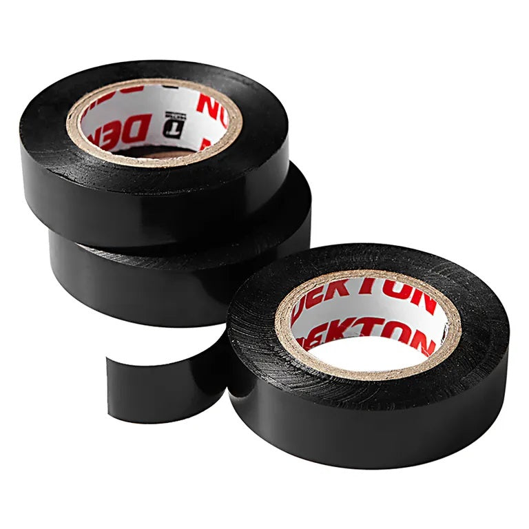 Dekton Extra Strength PVC Tape Black 13Mtr x 15mm Pack of 3 DT90859 | 0.12mm Thickness | Water Resistant | For Electrical Repairs | Self Fusing Adhesive Tape | Electrical Insulation Tape | Cable Protection Tape | DIY Electrical Tape | Multi Purpose Tape