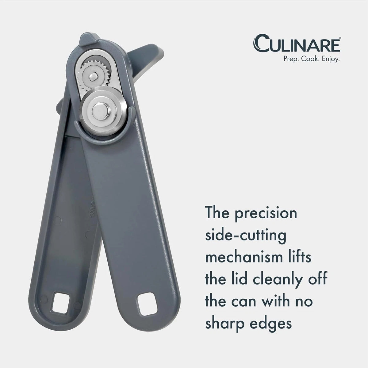 Culinare Lift Off Can Opener Grey C240103 | Hands Free Lid Removal | Precision Side Cutting Mechanism | Made From Durable Plastic and Stainless Steel