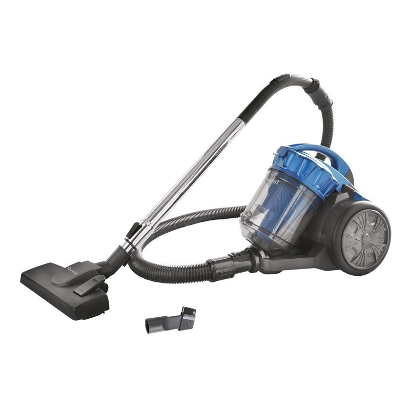 Quest Multi-Cyclonic Vacuum Cleaner Black and Blue 2.5Ltr 44909 | Powerful 750W Motor | Suitable For All Surfaces | Bagless Dust Tank | Auto Cord Rewind | Washable Sponge Filter