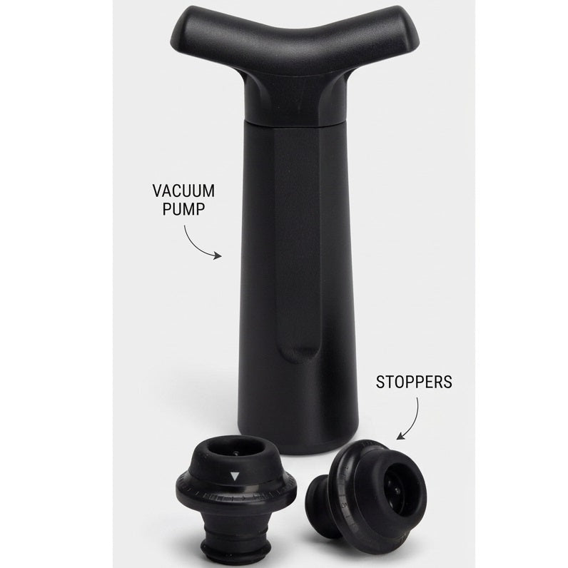 Excellent Houseware Barware Manual Wine Vacuum Pump Black Pack of 3 170492350 | With 2 Stoppers | Bottle Sealer Preserver | Keeps Wine Fresh Longer | Airtight Seal Saver | Wine Accessory | Kitchen Bar Tool | Home Bar Accessories | Wine Gift Set | Wine