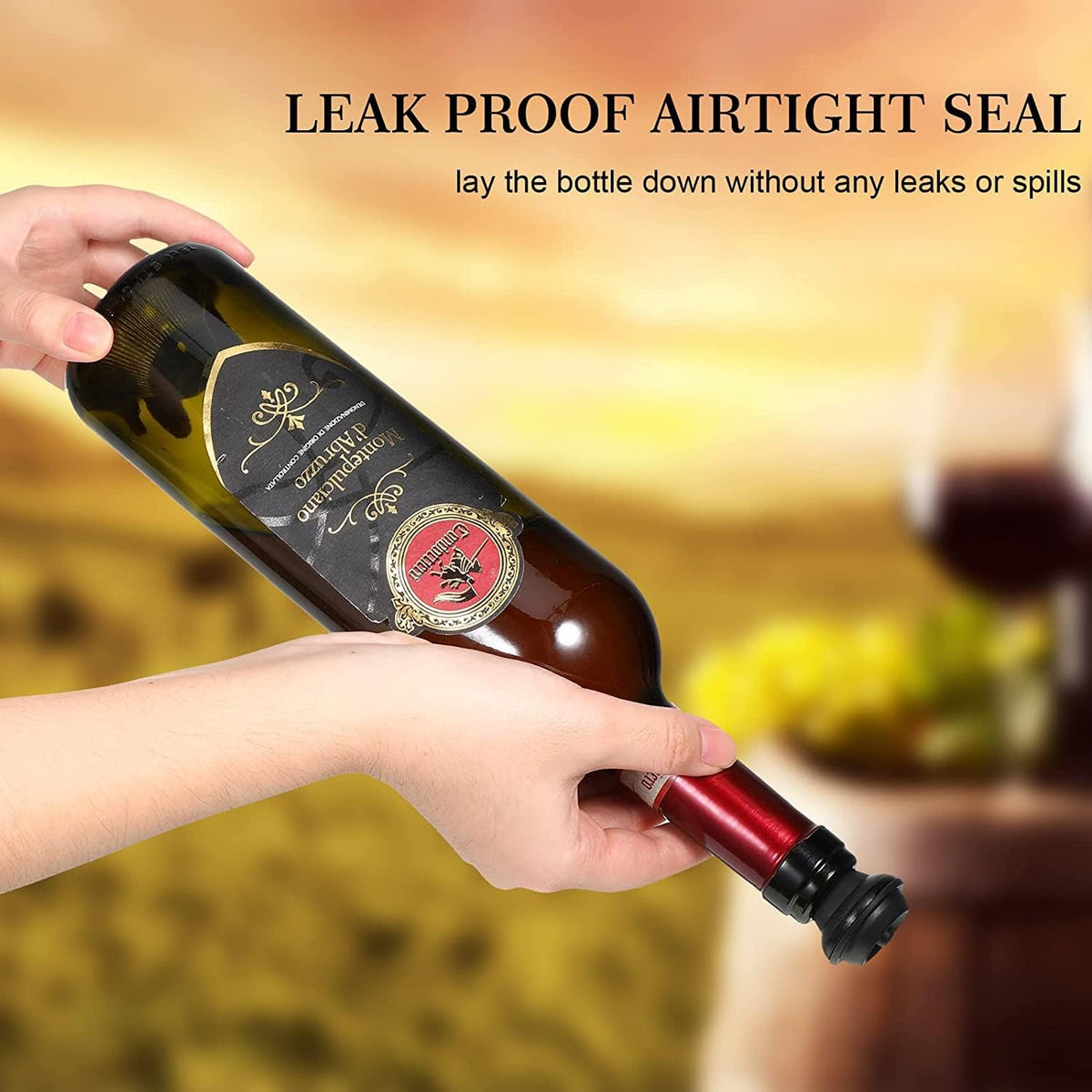 Excellent Houseware Barware Manual Wine Vacuum Pump Black Pack of 3 170492350 | With 2 Stoppers | Bottle Sealer Preserver | Keeps Wine Fresh Longer | Airtight Seal Saver | Wine Accessory | Kitchen Bar Tool | Home Bar Accessories | Wine Gift Set | Wine